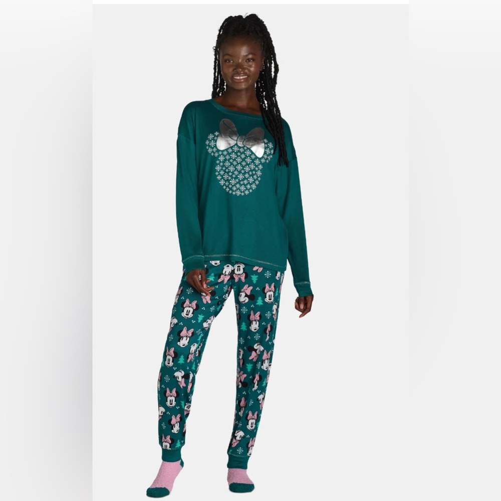 Disney Women's Minnie Mouse Lounge Top and Pants with Socks Set 3-Piece Size S